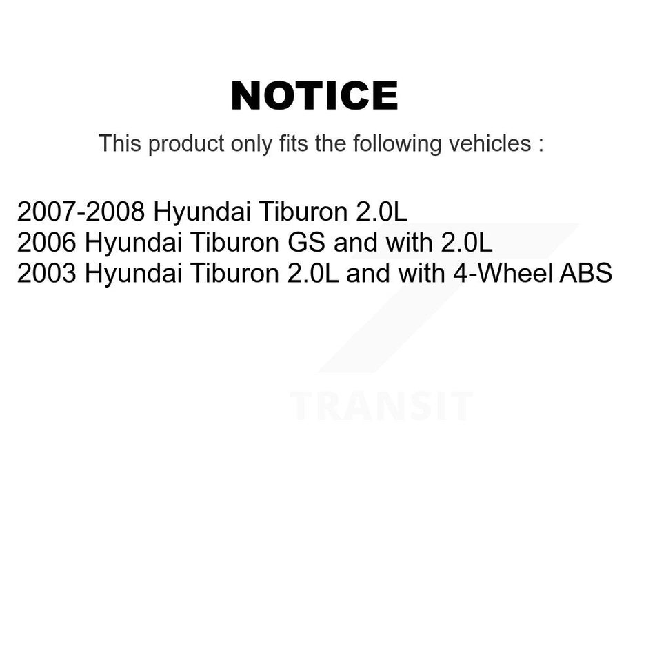 Front Rear Wheel Hub Bearings Assembly Coated Disc Brake Rotors And Semi-Metallic Pads Kit (10Pc) For Hyundai Tiburon KBB-107789