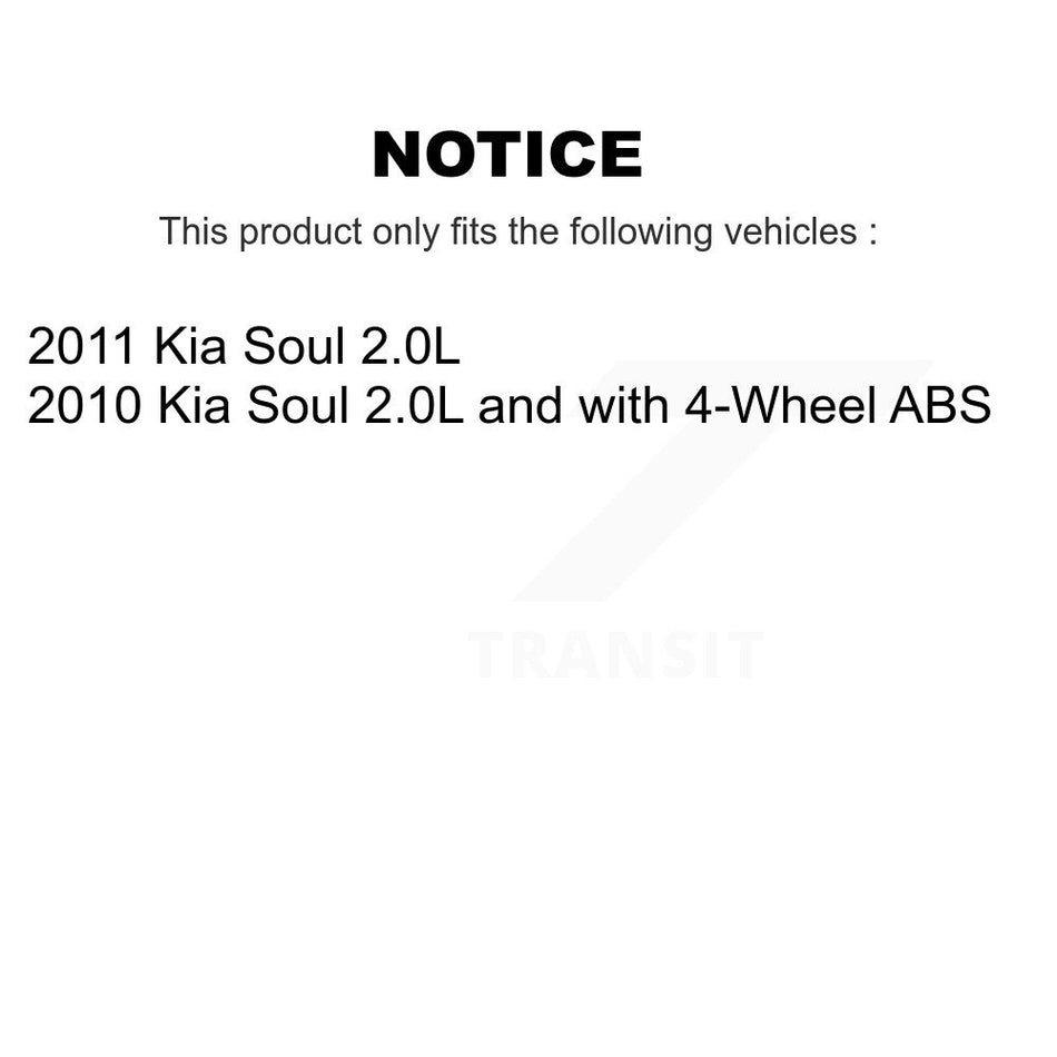 Front Rear Wheel Hub Bearings Assembly Coated Disc Brake Rotors And Semi-Metallic Pads Kit (10Pc) For Kia Soul KBB-107805