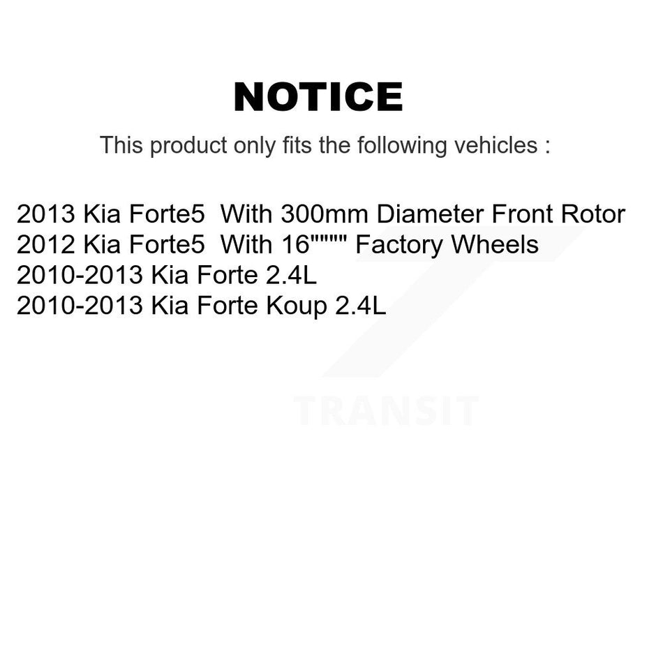 Front Rear Wheel Hub Bearings Assembly Coated Disc Brake Rotors And Semi-Metallic Pads Kit (10Pc) For Kia Forte Koup Forte5 KBB-107810