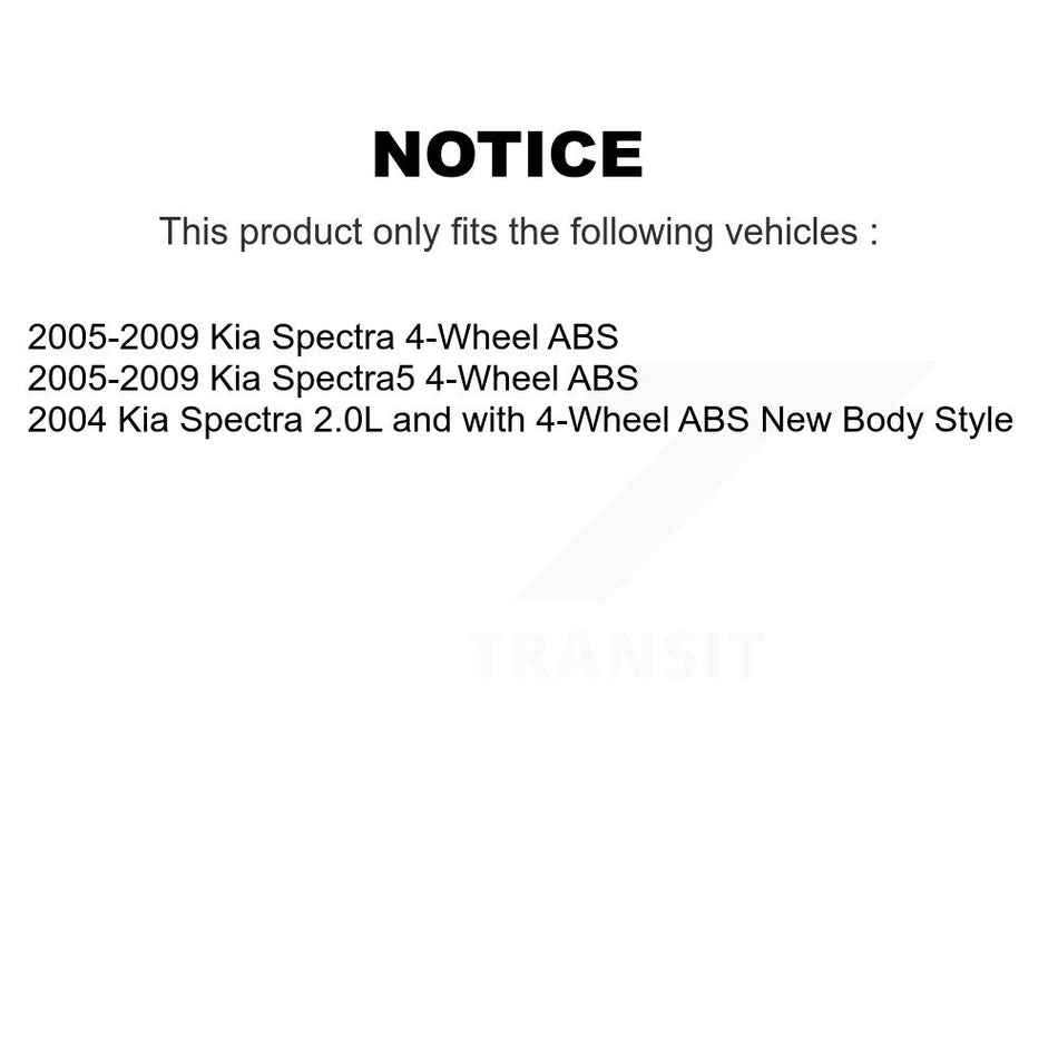 Front Rear Wheel Hub Bearings Assembly Coated Disc Brake Rotors And Semi-Metallic Pads Kit (10Pc) For 2005-2009 Kia Spectra Spectra5 4-Wheel ABS KBB-108006