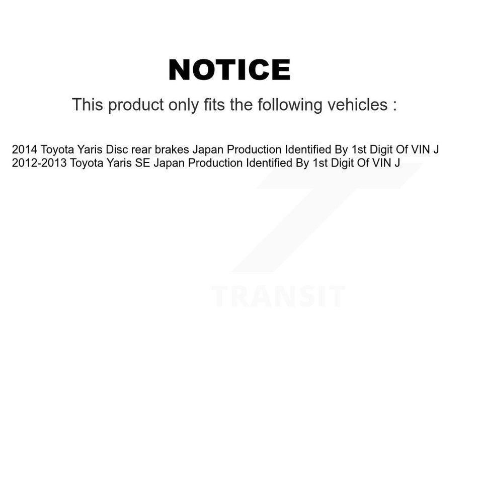 Front Rear Wheel Hub Bearings Assembly Coated Disc Brake Rotors And Semi-Metallic Pads Kit (10Pc) For Toyota Yaris Japan Production Identified By 1st Digit Of VIN J KBB-108111