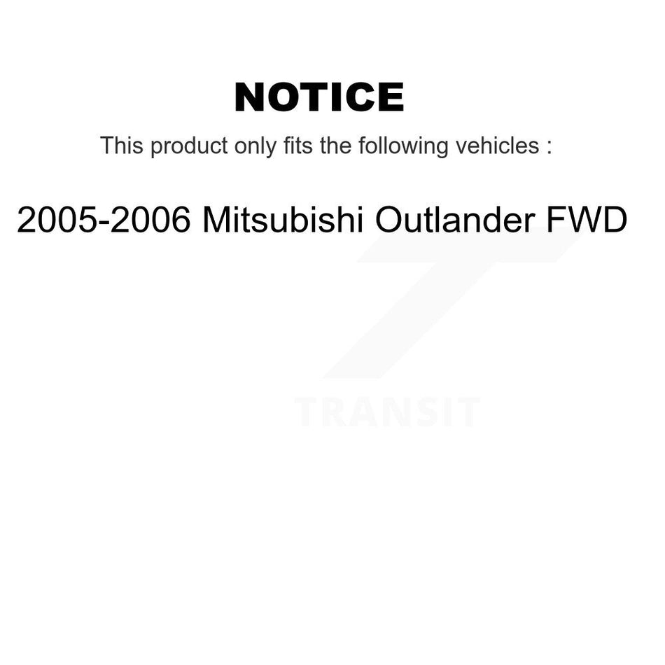 Front Rear Wheel Hub Bearings Assembly Coated Disc Brake Rotors And Ceramic Pads Kit (10Pc) For 2005-2006 Mitsubishi Outlander FWD KBB-108422