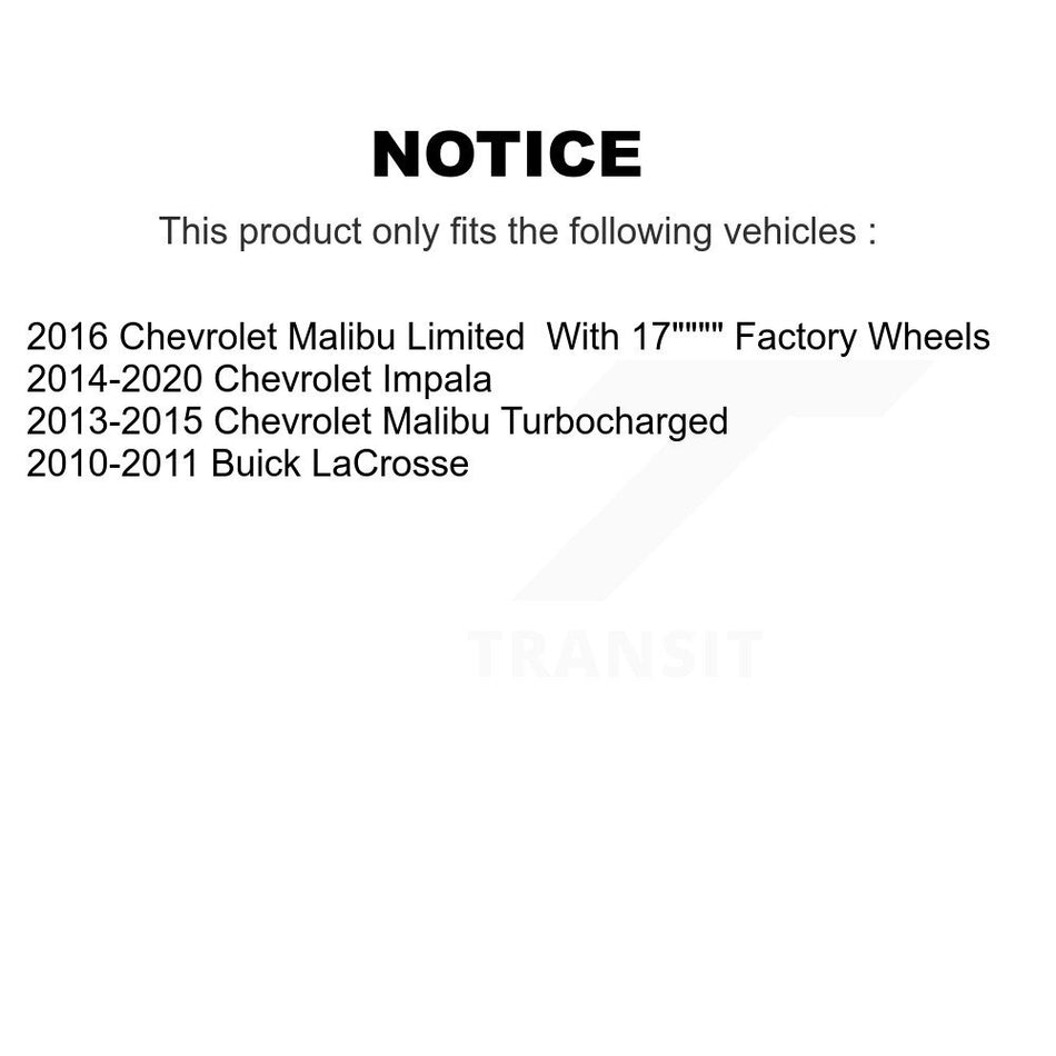 Front Rear Hub Bearings Assembly Disc Brake Rotors And Semi-Metallic Pads Kit (10Pc) For Chevrolet Malibu Impala Buick LaCrosse KBB-109126