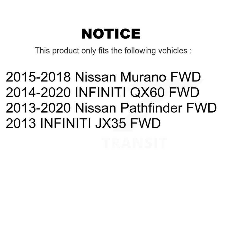 Front Rear Hub Bearings Assembly Disc Brake Rotors And Semi-Metallic Pads Kit (10Pc) For Nissan Pathfinder Murano INFINITI QX60 JX35 FWD KBB-109686