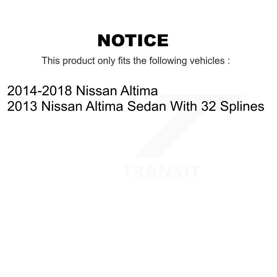 Front Rear Hub Bearings Assembly Disc Brake Rotors And Semi-Metallic Pads Kit (10Pc) For Nissan Altima KBB-109687