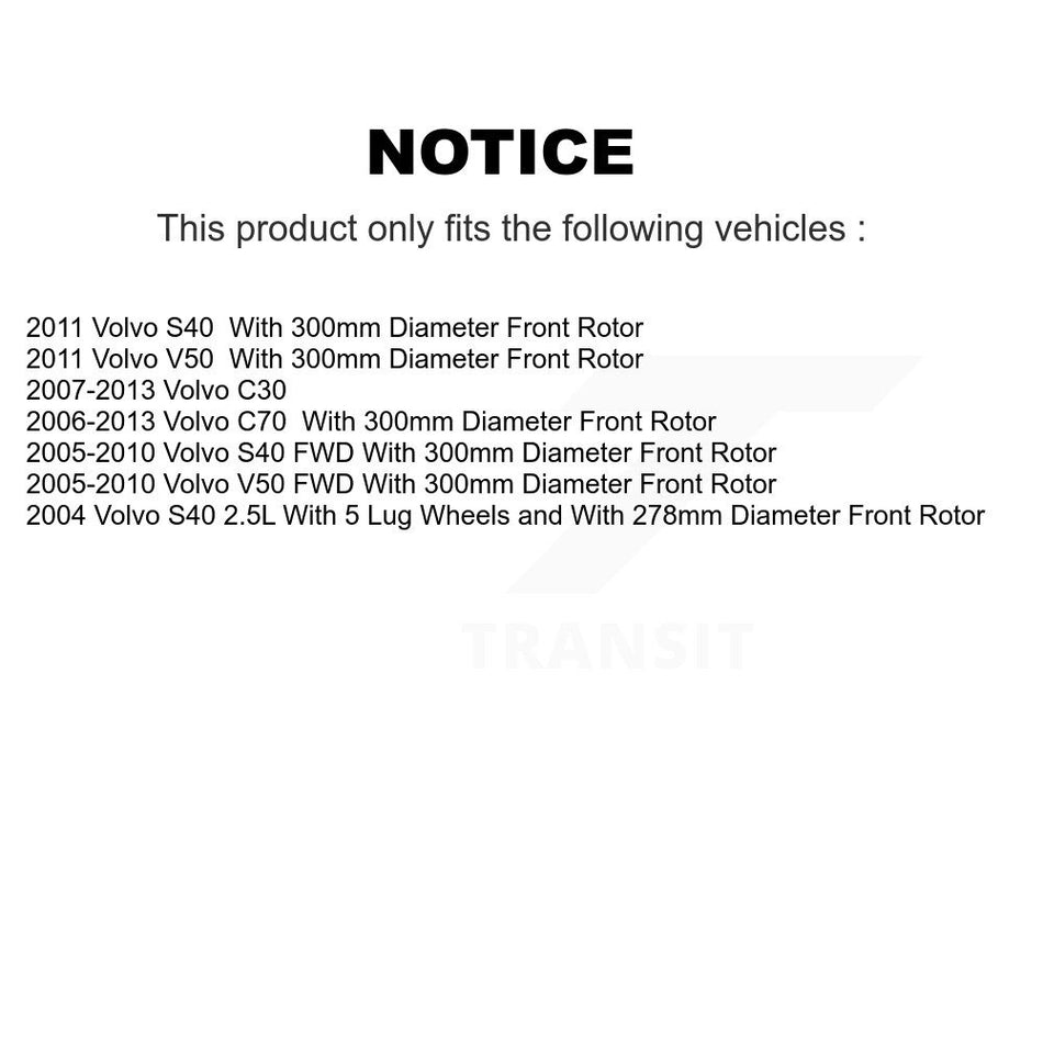 Front Rear Hub Bearings Assembly Disc Brake Rotors And Semi-Metallic Pads Kit (10Pc) For Volvo S40 C70 C30 V50 KBB-109703