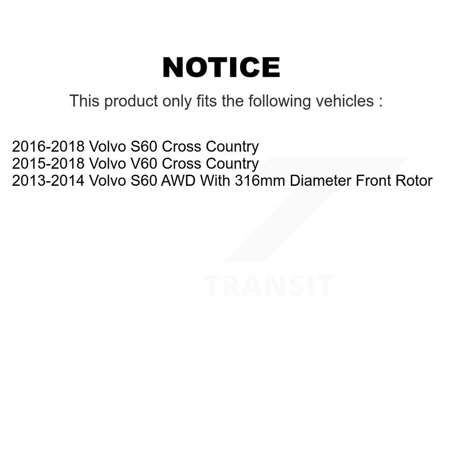 Front Rear Hub Bearings Assembly Disc Brake Rotors And Ceramic Pads Kit (10Pc) For Volvo S60 V60 Cross Country KBB-110411