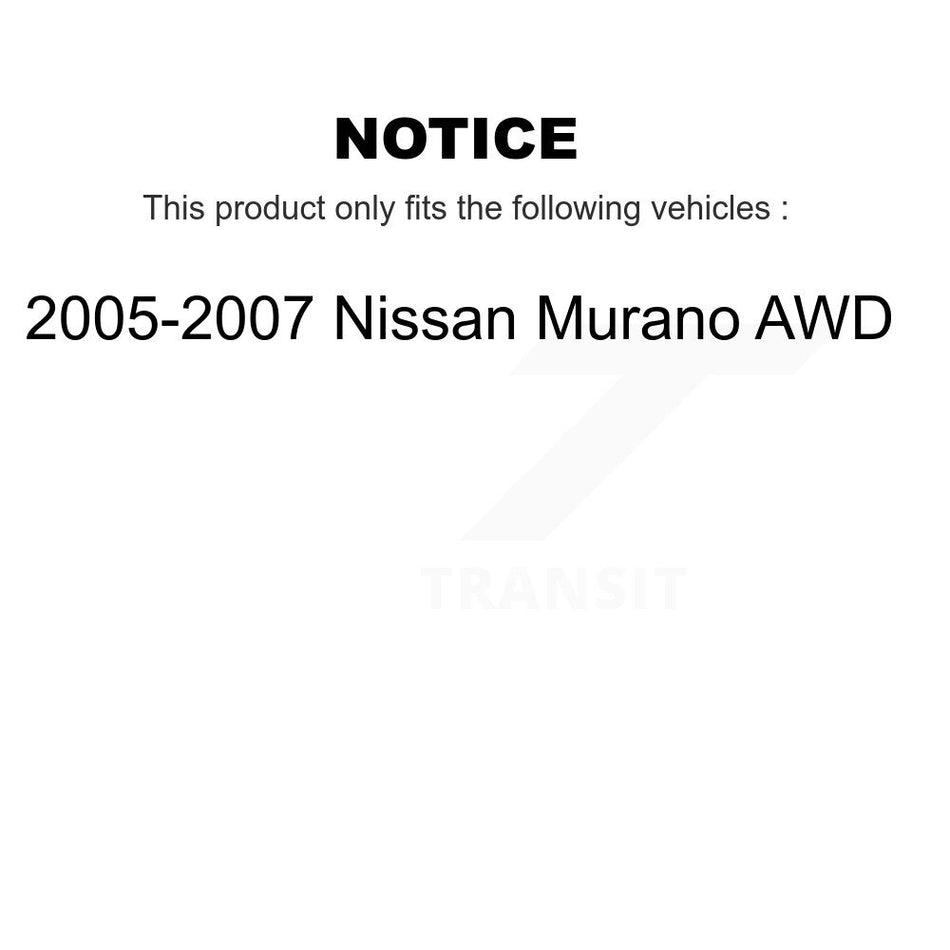 Front Rear Hub Bearings Assembly Coated Disc Brake Rotors And Semi-Metallic Pads Kit (10Pc) For 2005-2007 Nissan Murano AWD KBB-110790