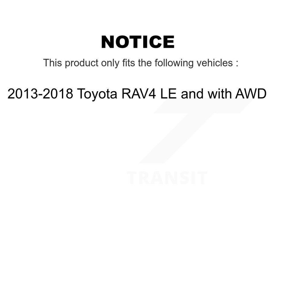 Front Rear Hub Bearings Assembly Coated Disc Brake Rotors And Semi-Metallic Pads Kit (10Pc) For 2013-2018 Toyota RAV4 LE with AWD KBB-111030