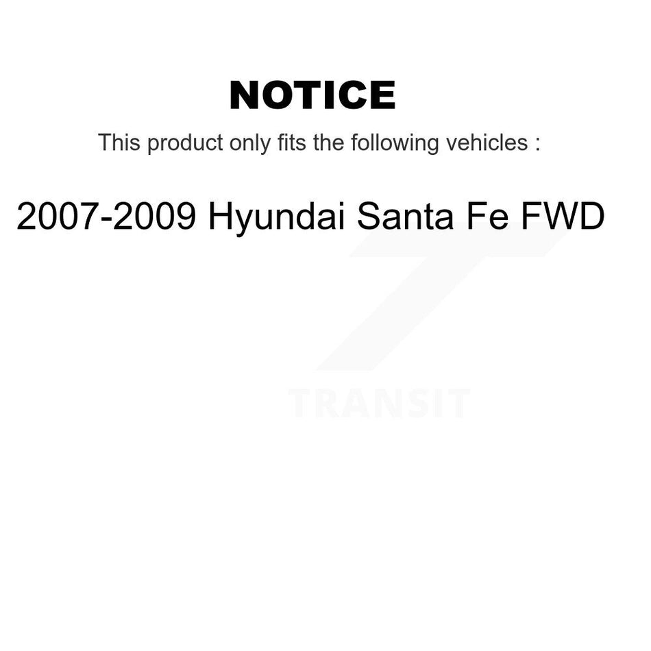 Front Rear Hub Bearings Assembly Coated Disc Brake Rotors And Semi-Metallic Pads Kit (10Pc) For 2007-2009 Hyundai Santa Fe FWD KBB-111544