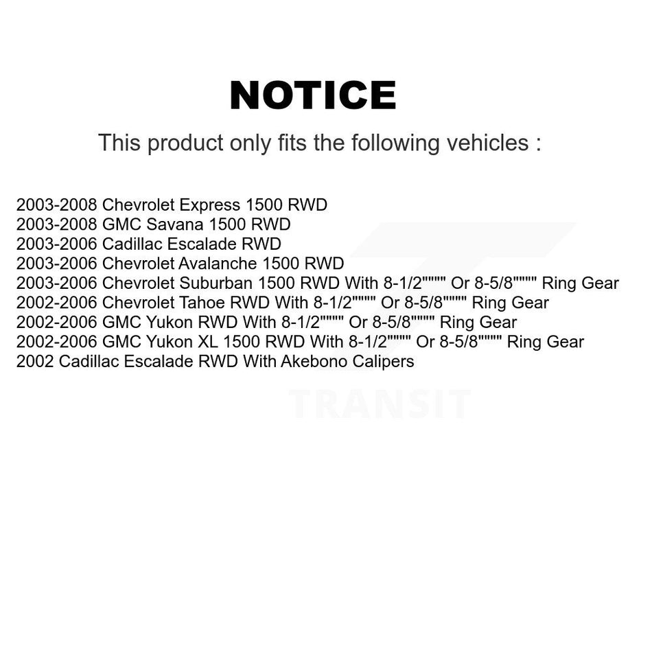 Front Rear Hub Bearing Coat Brake Rotor Pads Shoe Kit (10Pc) For Chevrolet Avalanche 1500 KBB-112969