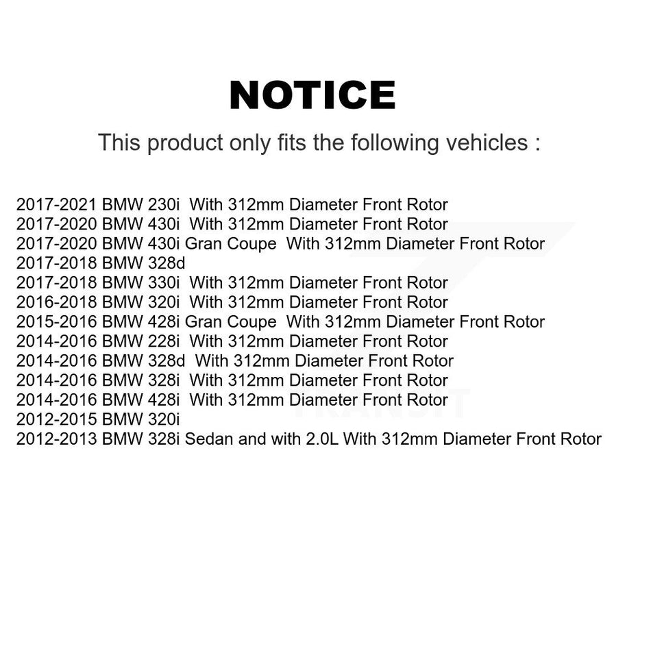 Front Hub Bearing Assembly With Disc Brake Rotors And Semi-Metallic Pads Kit For BMW 328i 320i 428i Gran Coupe 228i 328d KBB-114049