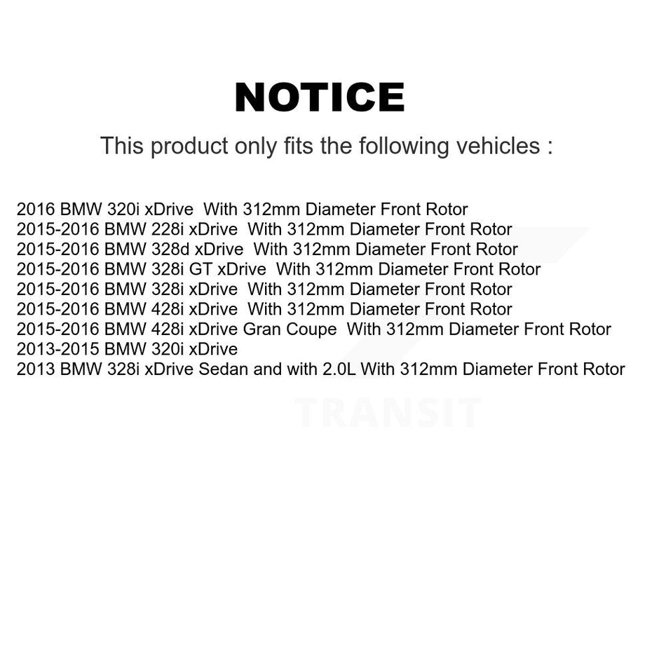 Front Hub Bearing Assembly With Disc Brake Rotors And Semi-Metallic Pads Kit For BMW 328i xDrive 320i 428i Gran Coupe GT 228i 328d KBB-114096