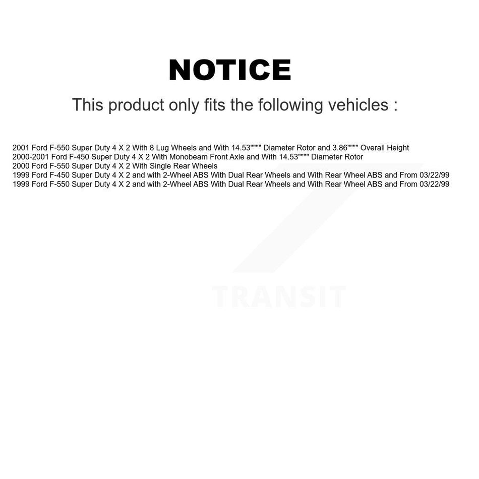 Front Hub Bearing Assembly With Disc Brake Rotors And Semi-Metallic Pads Kit For Ford F-550 Super Duty F-450 KBB-114117