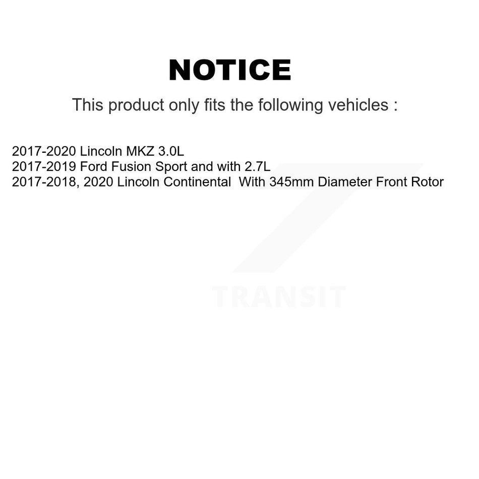 Front Hub Bearing Assembly With Disc Brake Rotors And Ceramic Pads Kit For Ford Fusion Lincoln MKZ Continental KBB-114143