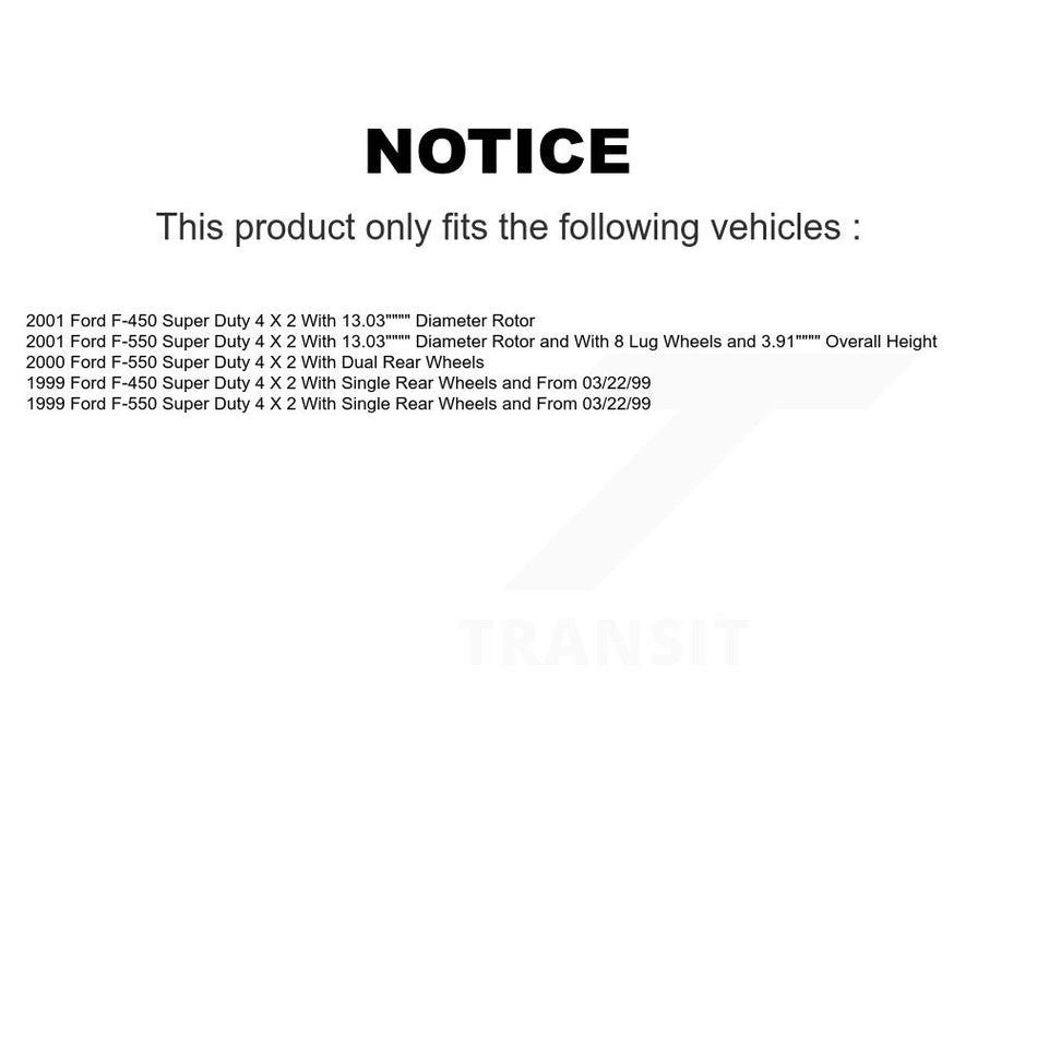 Front Hub Bearing Assembly With Disc Brake Rotors And Ceramic Pads Kit For Ford F-450 Super Duty F-550 4 X 2 KBB-114160