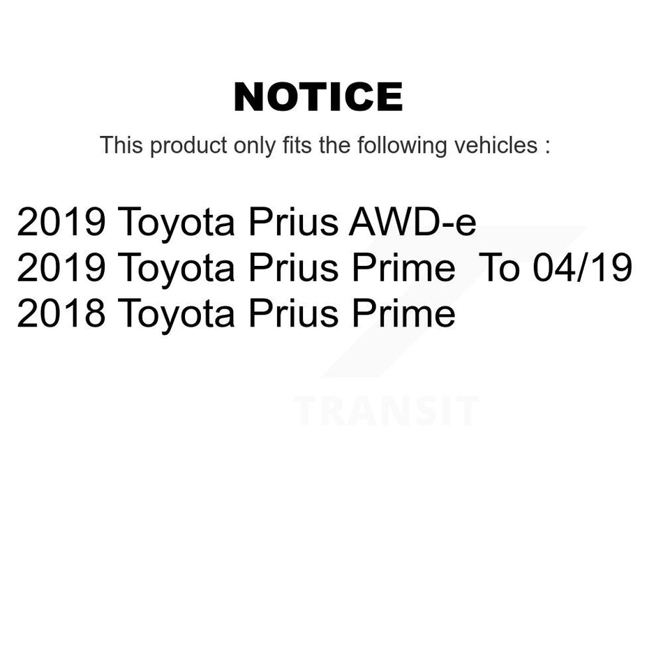 Front Wheel Bearing With Coated Disc Brake Rotors And Semi-Metallic Pads Kit For Toyota Prius Prime AWD-e KBB-114305