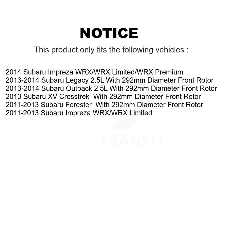 Front Hub Bearing Assembly With Coated Disc Brake Rotors And Ceramic Pads Kit For Subaru Impreza Outback Forester Legacy XV Crosstrek KBB-114761