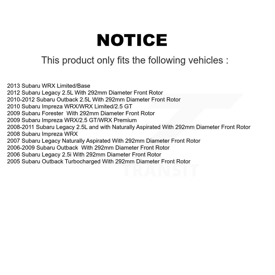 Front Hub Bearing Assembly With Disc Brake Rotors And Semi-Metallic Pads Kit For Subaru Outback Legacy Forester Impreza KBB-114831