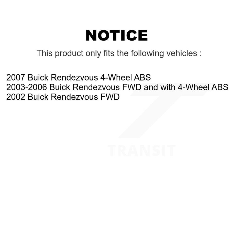 Front Rear Hub Bearings Assembly Coated Disc Brake Rotors And Ceramic Pads Kit (10Pc) For Buick Rendezvous KBB-115400
