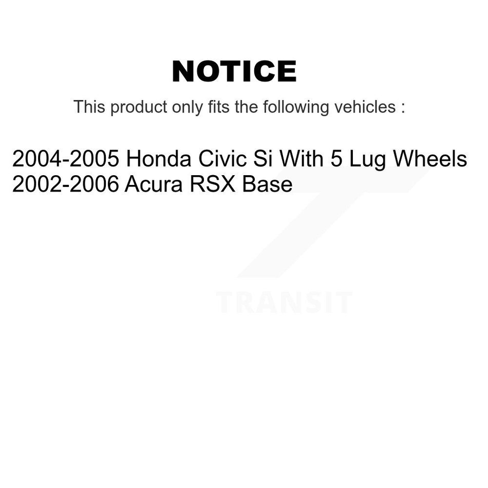 Front Wheel Bearing With Coated Drilled Slotted Disc Brake Rotors And Semi-Metallic Pads Kit For Honda Civic Acura RSX KBB-115489