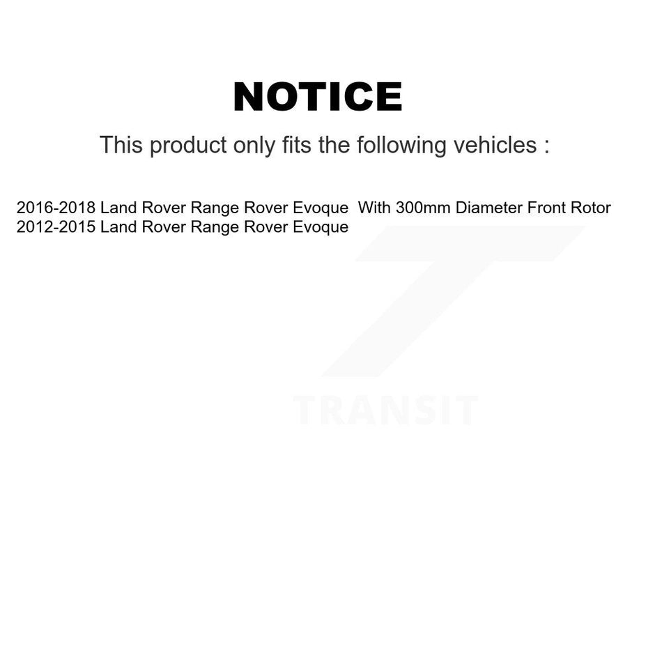 Front Wheel Bearing With Coated Drilled Slotted Disc Brake Rotors And Semi-Metallic Pads Kit For 2012-2015 Land Rover Range Evoque KBB-115571