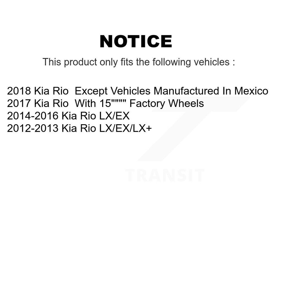 Front Wheel Bearing With Coated Drilled Slotted Disc Brake Rotors And Ceramic Pads Kit For Kia Rio KBB-115663