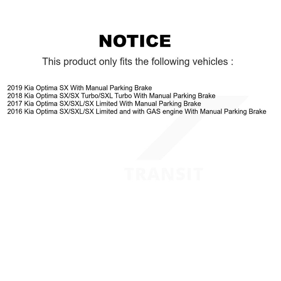 Front Rear Hub Bearings Assembly Coated Disc Brake Rotors And Semi-Metallic Pads Kit (10Pc) For Kia Optima With Manual Parking KBB-115862
