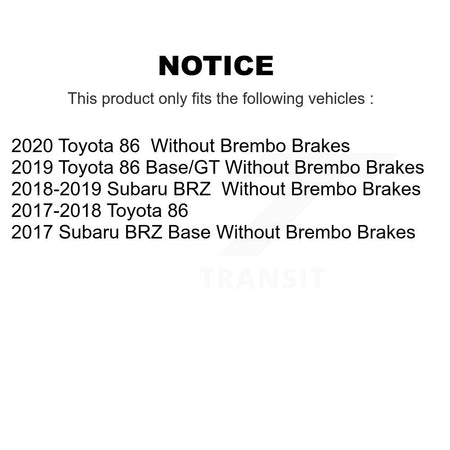 Front Rear Hub Bearing Coated Disc Brake Rotor & Pads Kit (10Pc) For Toyota 86 Subaru BRZ KBB-115954