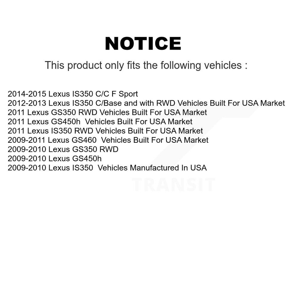 Front Hub Bearing Assembly With Coated Drilled Slotted Disc Brake Rotors And Ceramic Pads Kit (5Pc) For Lexus IS350 GS350 GS450h GS460 KBB-116050