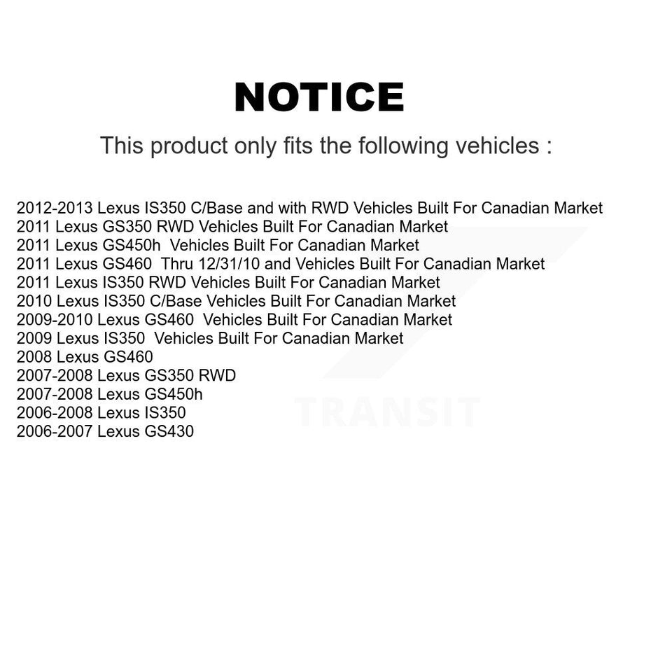 Front Rear Hub Bearings Assembly Disc Brake Rotors And Semi-Metallic Pads Kit (10Pc) For Lexus IS350 GS350 GS430 GS450h GS460 KBB-116560