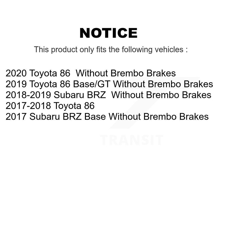 Front Rear Hub Bearings Assembly Coated Disc Brake Rotors And Semi-Metallic Pads Kit (10Pc) For Toyota 86 KBB-116587
