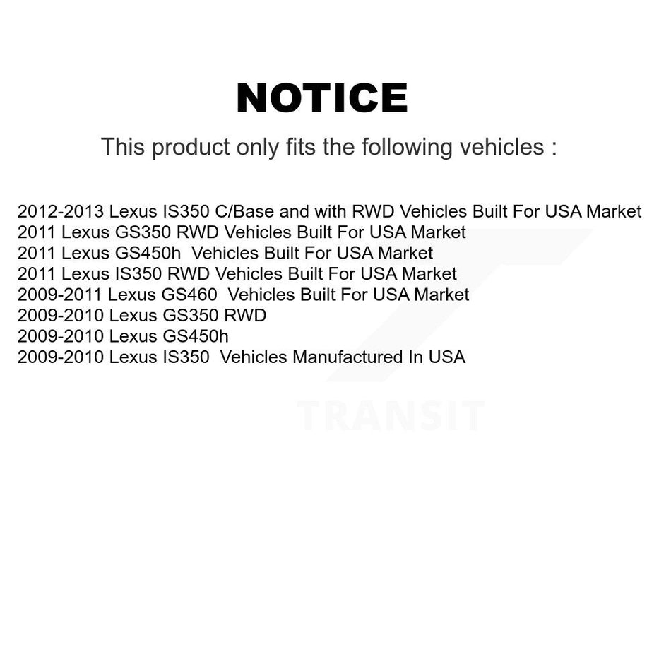 Front Rear Hub Bearings Assembly Coated Disc Brake Rotors And Semi-Metallic Pads Kit (10Pc) For Lexus IS350 GS350 GS450h GS460 KBB-116656