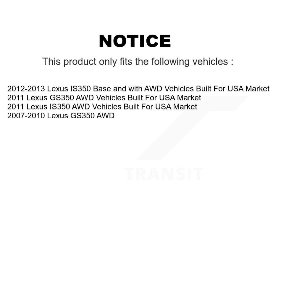 Front Rear Hub Bearings Assembly Coated Disc Brake Rotors And Semi-Metallic Pads Kit (10Pc) For Lexus GS350 IS350 KBB-116657