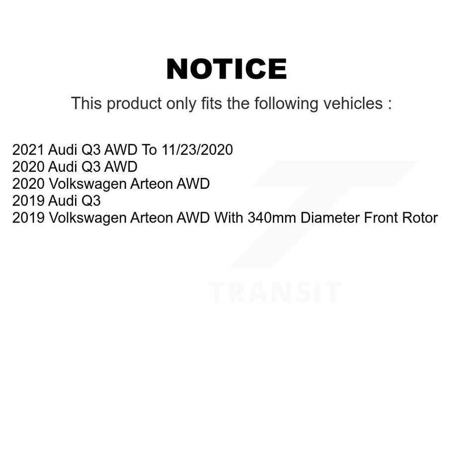 Front Rear Hub Bearing Disc Brake Rotor And Pads Kit (10Pc) For Audi Q3 Volkswagen Arteon KBB-116765