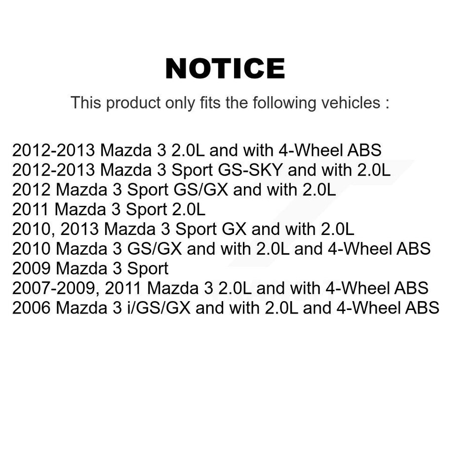Front Rear Wheel Hub Bearings Assembly Disc Brake Rotors And Ceramic Pads Kit (10Pc) For Mazda 3 Sport KBB-117253