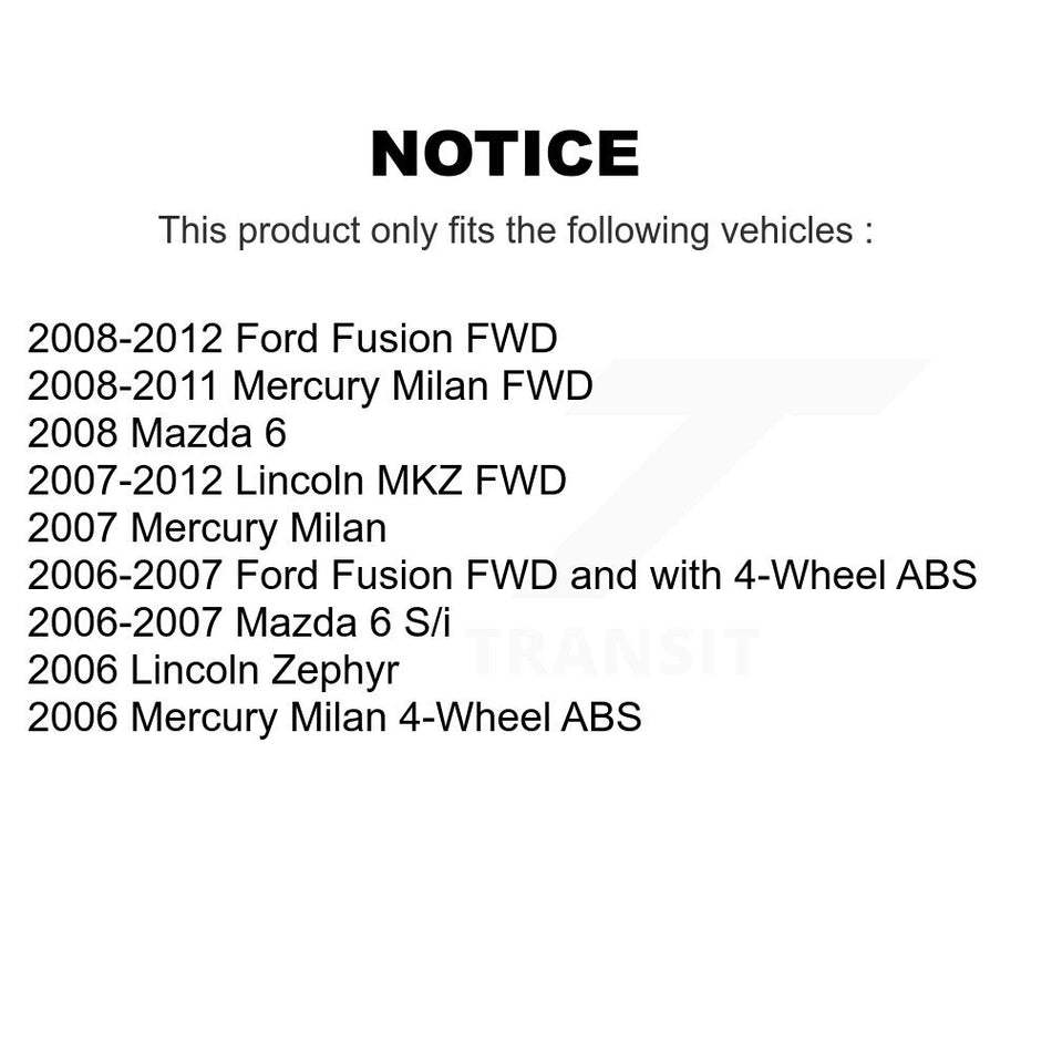Front Rear Wheel Hub Bearings Assembly Coated Disc Brake Rotors And Ceramic Pads Kit (10Pc) For Ford Fusion Lincoln MKZ Mercury Milan Mazda 6 Zephyr KBB-117533