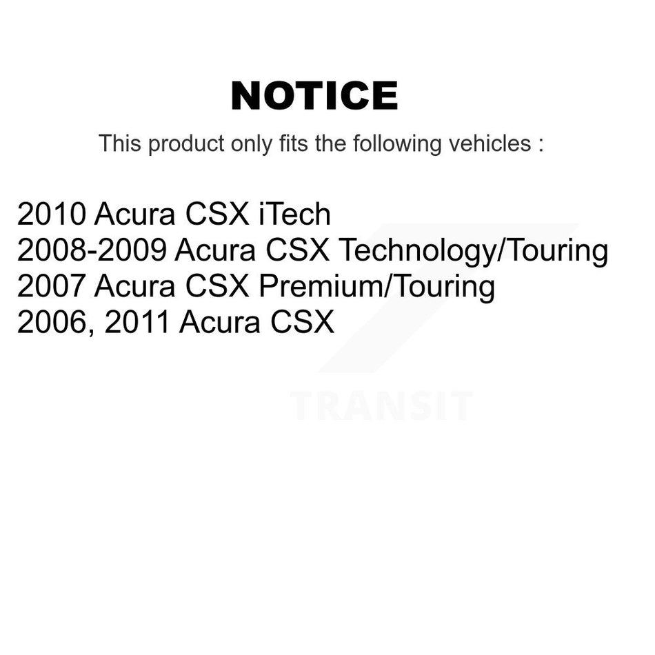 Front Rear Wheel Hub Bearings Assembly Coated Disc Brake Rotors And Ceramic Pads Kit (10Pc) For Acura CSX KBB-117545