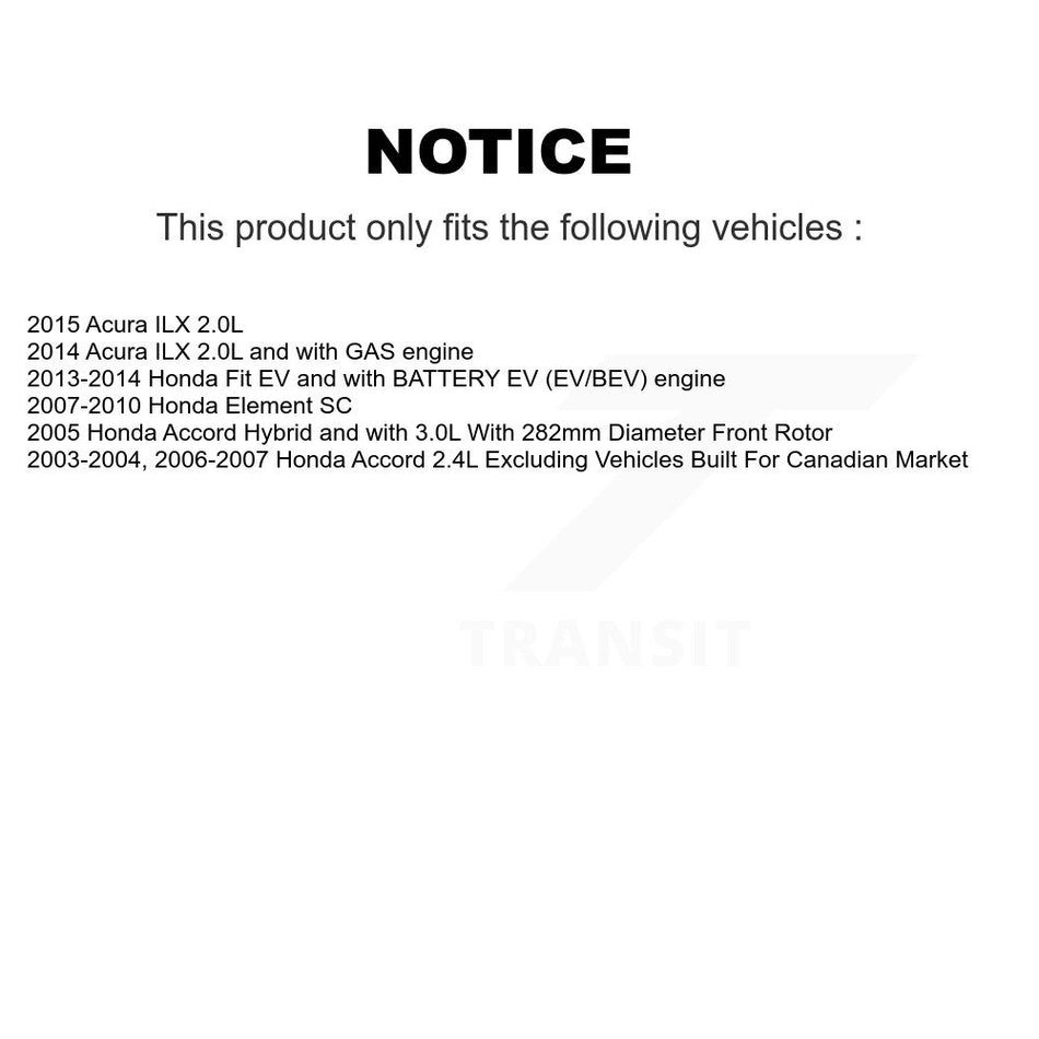Front Wheel Bearing With Disc Brake Rotors And Ceramic Pads Kit For Honda Accord Element KBB-118579