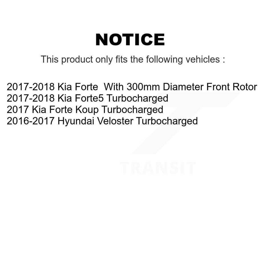 Front Wheel Bearing Disc Brake Rotor & Pad Kit For Kia Forte Forte5 Hyundai Veloster Koup KBB-118871