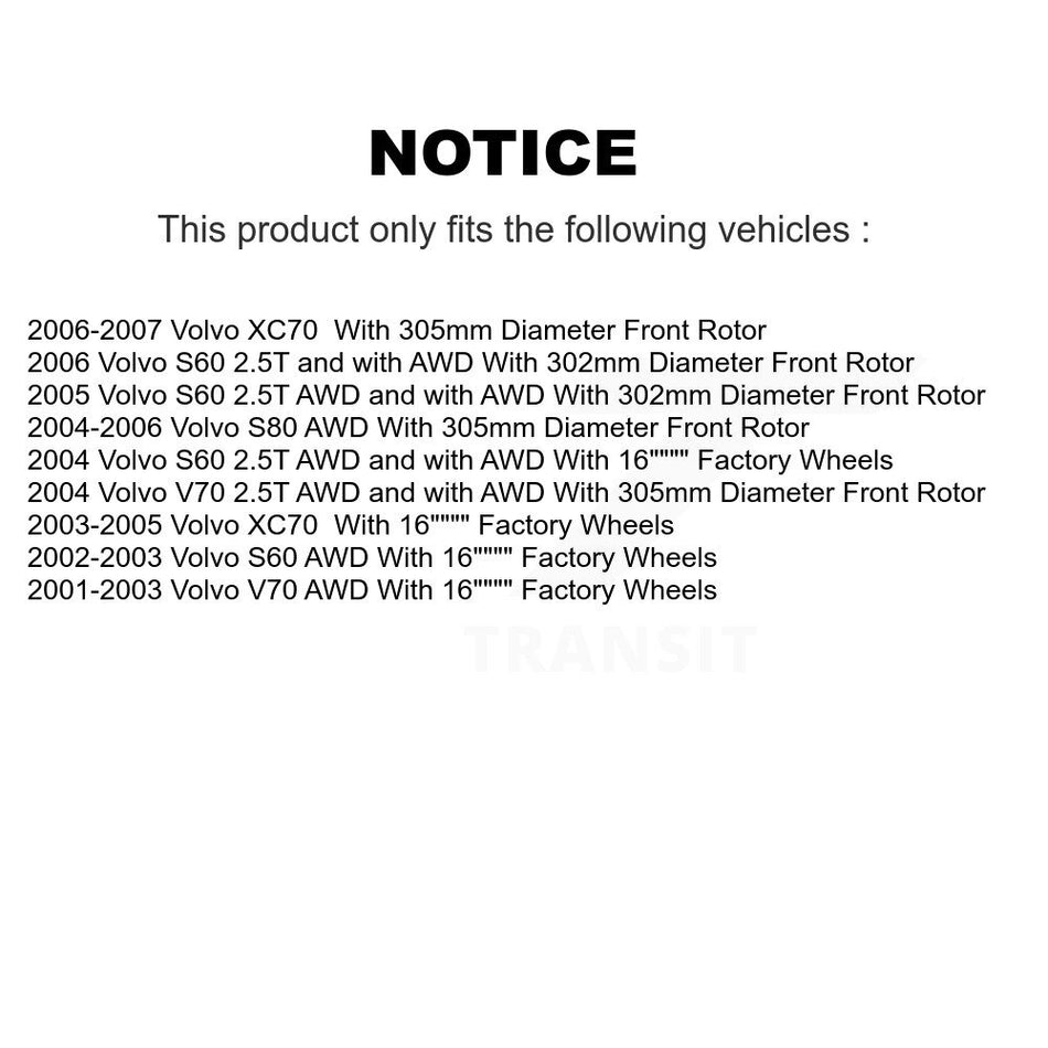 Front Rear Hub Bearings Assembly Disc Brake Rotors And Ceramic Pads Kit (10Pc) For Volvo S60 XC70 V70 S80 KBB-119137