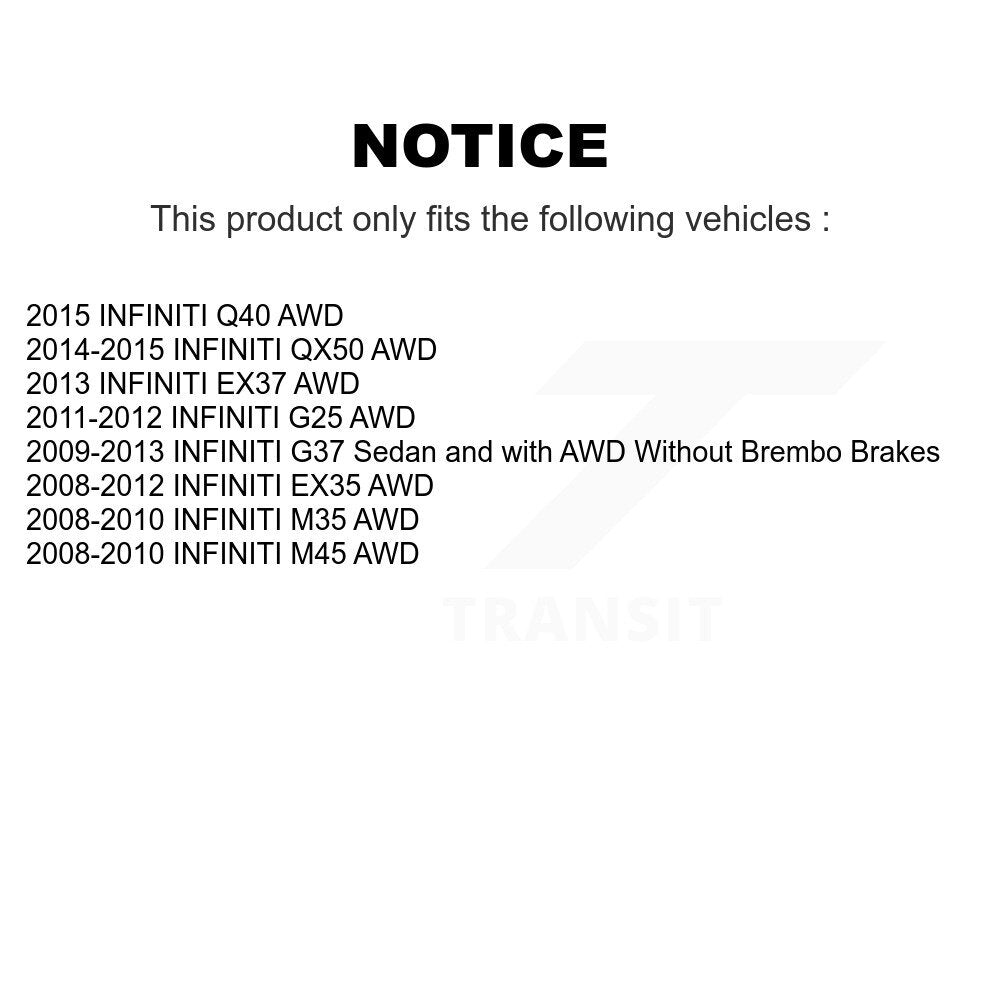 Front Rear Hub Bearing Brake Rotor Pad Kit (10Pc) For INFINITI G37 EX35 QX50 EX37 G25 M35 KBB-119356