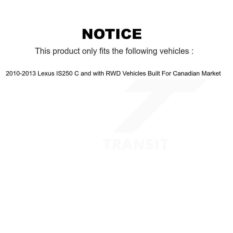 Front Rear Hub Bearings Assembly Disc Brake Rotors And Ceramic Pads Kit (10Pc) For 2010-2013 Lexus IS250 C with RWD Vehicles Built Canadian Market KBB-119493