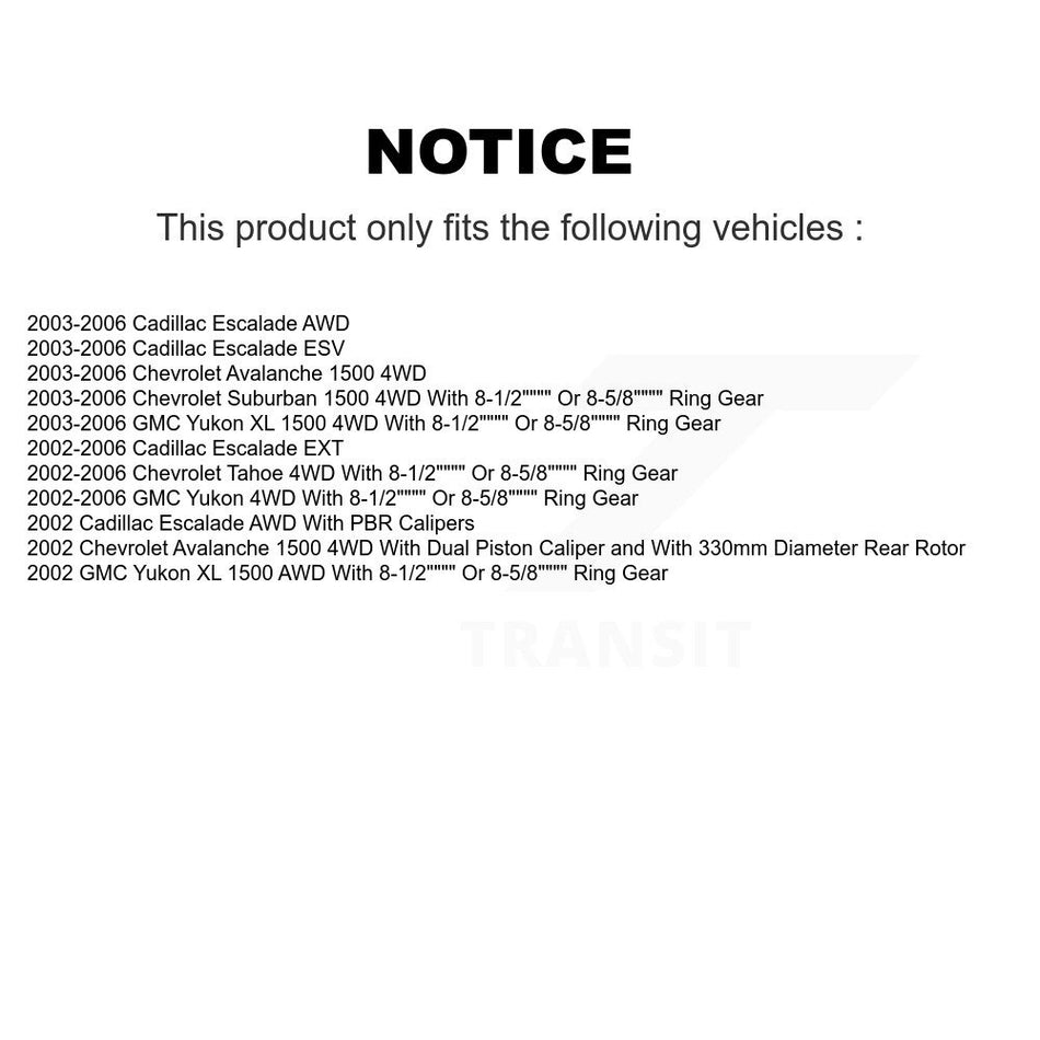 Front Rear Hub Bearing Brake Rotor & Pad Shoe Kit (10Pc) For Chevrolet Avalanche 1500 GMC KBB-119553