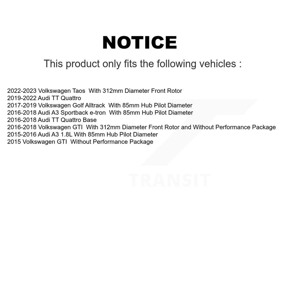 Front Hub Bearing Drill Slot Brake Rotor Pad Kit For Volkswagen Taos GTI Golf Alltrack A3 KBB-120224