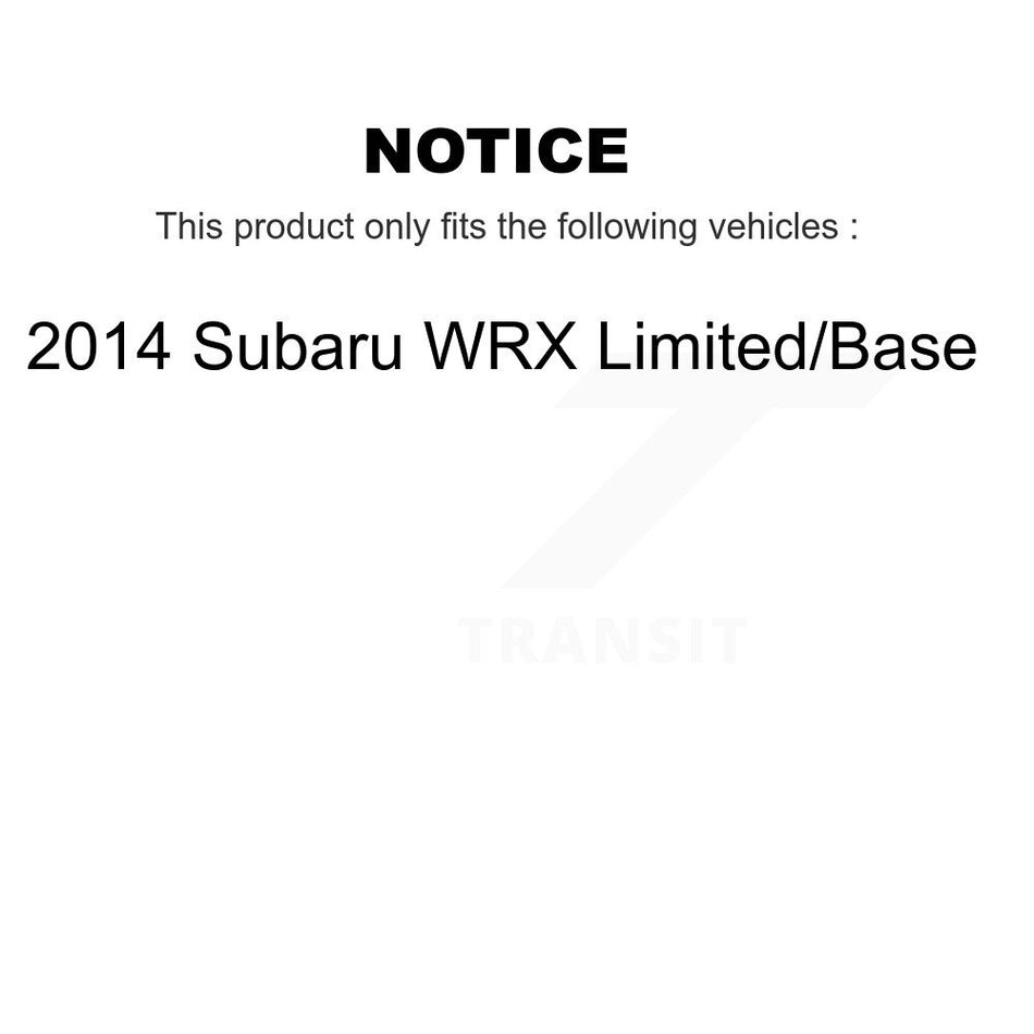 Front Hub Bearing Assembly With Coated Drilled Slotted Disc Brake Rotors And Ceramic Pads Kit For 2014 Subaru WRX Limited Base KBB-120273