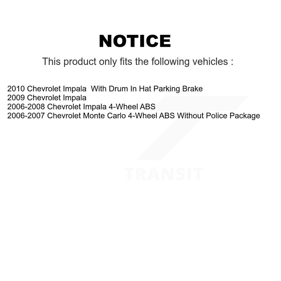 Front Rear Hub Bearings Assembly Coated Disc Brake Rotors And Ceramic Pads Kit (10Pc) For Chevrolet Impala Monte Carlo KBB-120754