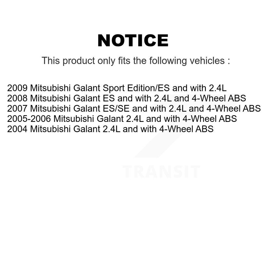 Front Rear Hub Bearings Assembly Coated Disc Brake Rotors And Ceramic Pads Kit (10Pc) For Mitsubishi Galant KBB-120938