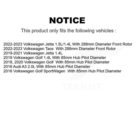 Front Hub Bearing Coat Brake Rotor Pad Kit For Volkswagen Jetta Taos Golf SportWagen Audi KBB-121035