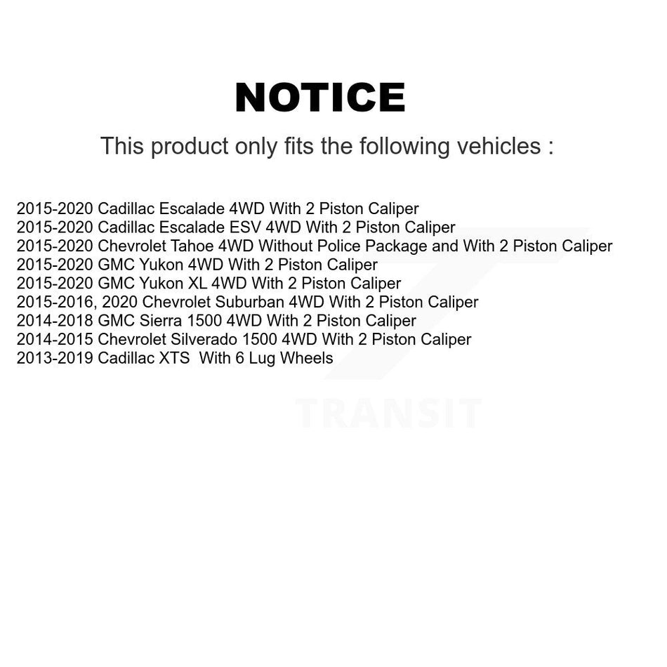 Front Hub Bearing Assembly With Coated Disc Brake Rotors And Ceramic Pads Kit For Chevrolet Silverado 1500 GMC Sierra Tahoe Suburban Yukon Cadillac XL Escalade ESV LD 4WD KBB-121057